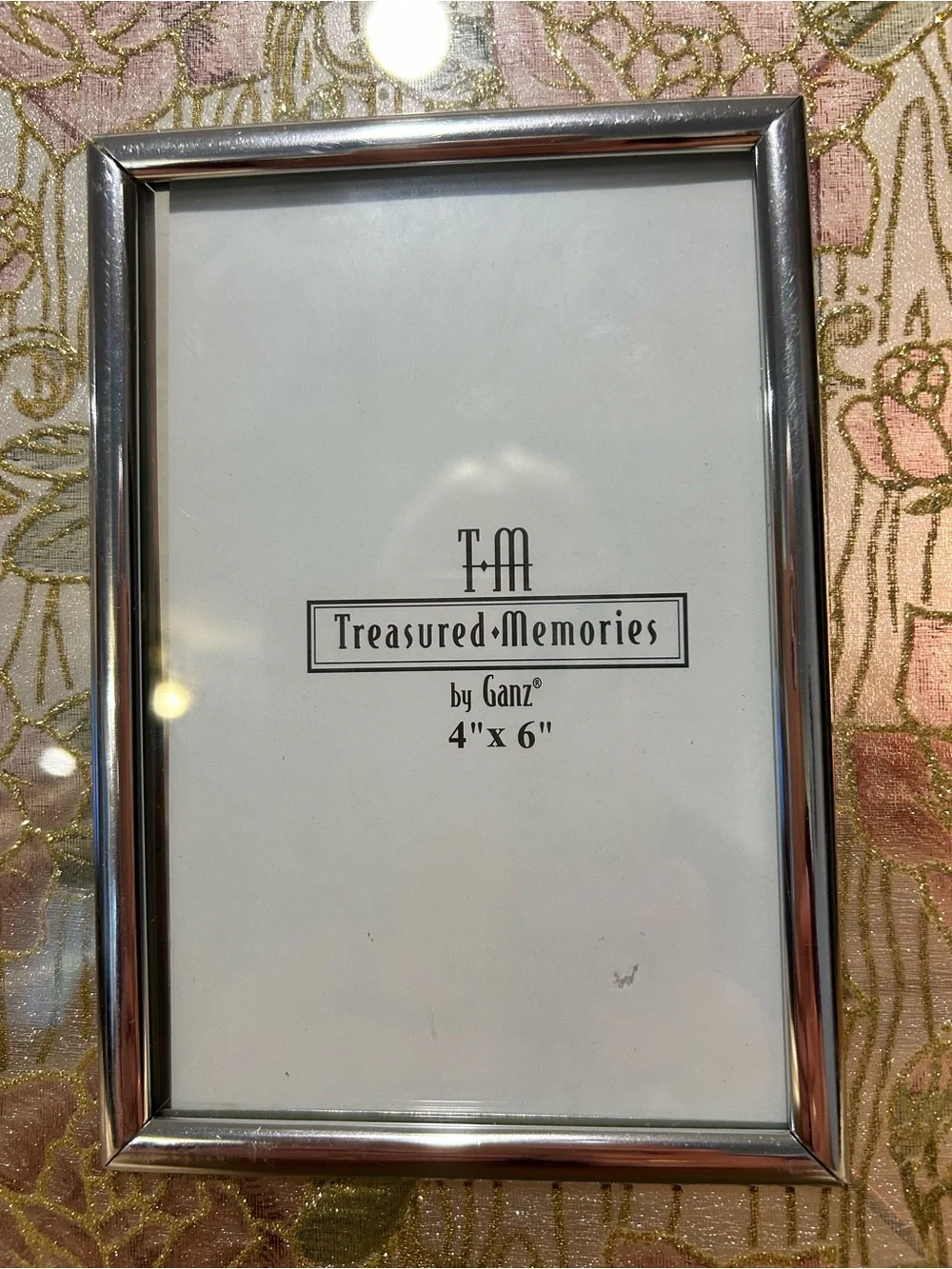 Beautiful GANZ Floral Glass Frame with Gold Accents
